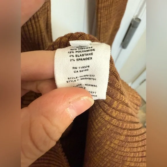 Helmut Lang Womens Dress Small Pecan Marl Stretch Knit Rib Mini Bodycon Designer - Picture 6 of 11